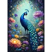 Puzzle Bluebird Fleurs et Paon de 500 pièces