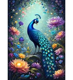 Puzzle Bluebird Fleurs et Paon de 500 pièces