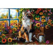 Puzzle Castorland Méditation du Chat parmi les Fleurs 1000 Pièce