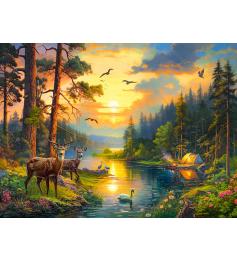 Puzzle Castorland Coucher De Soleil Sur La Rivière Forest 3000 p