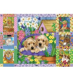Cobble Hill Puppies and Bouquets Quilt Puzzle 1000 pièces