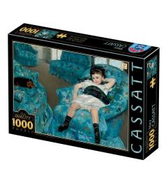 D-Toys Puzzle 1000 pièces Petite fille dans un fauteuil bleu