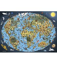 Puzzle carte du monde illustrée Dino 1000 pièces