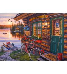 Puzzle Schmidt Cabane au bord du lac avec vélo 1000 pièces